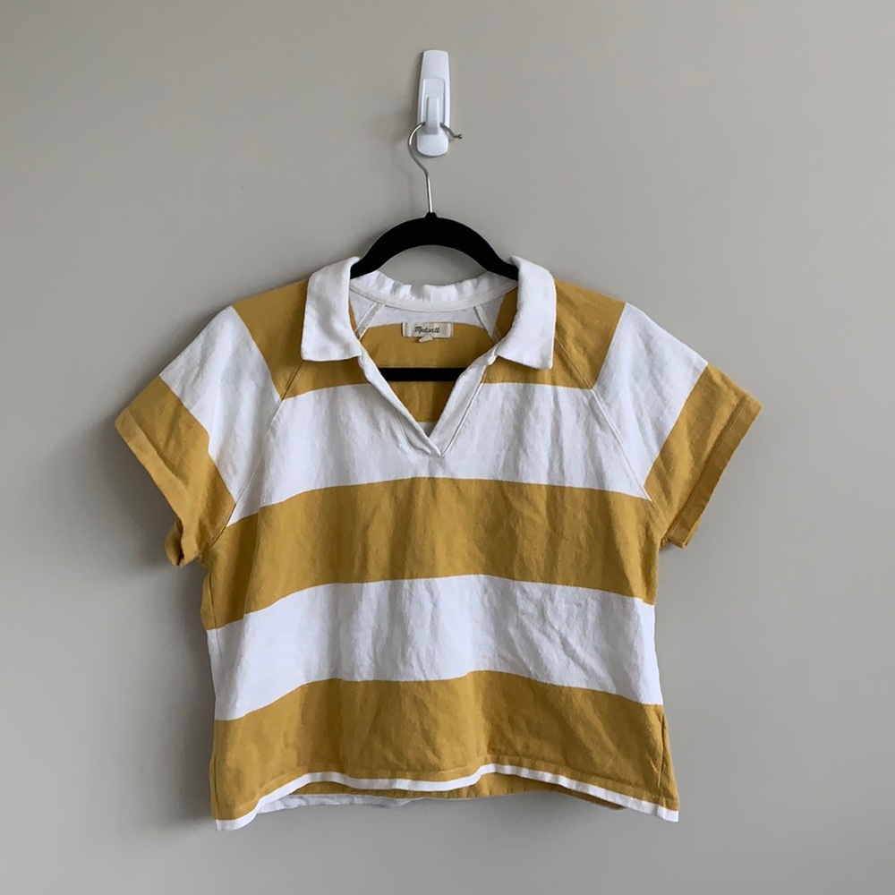 Madewell boxy rugby cropped polo